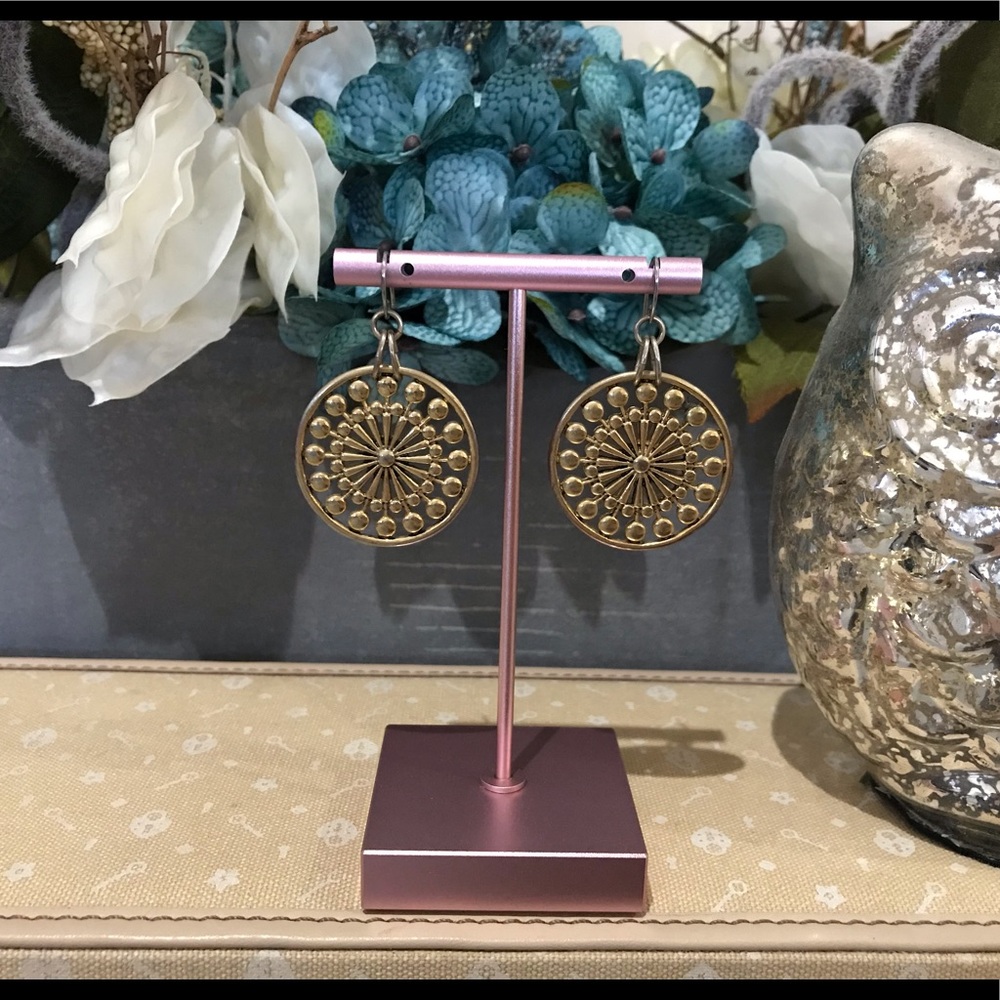 Vintage Gold Flower Medallion Earrings